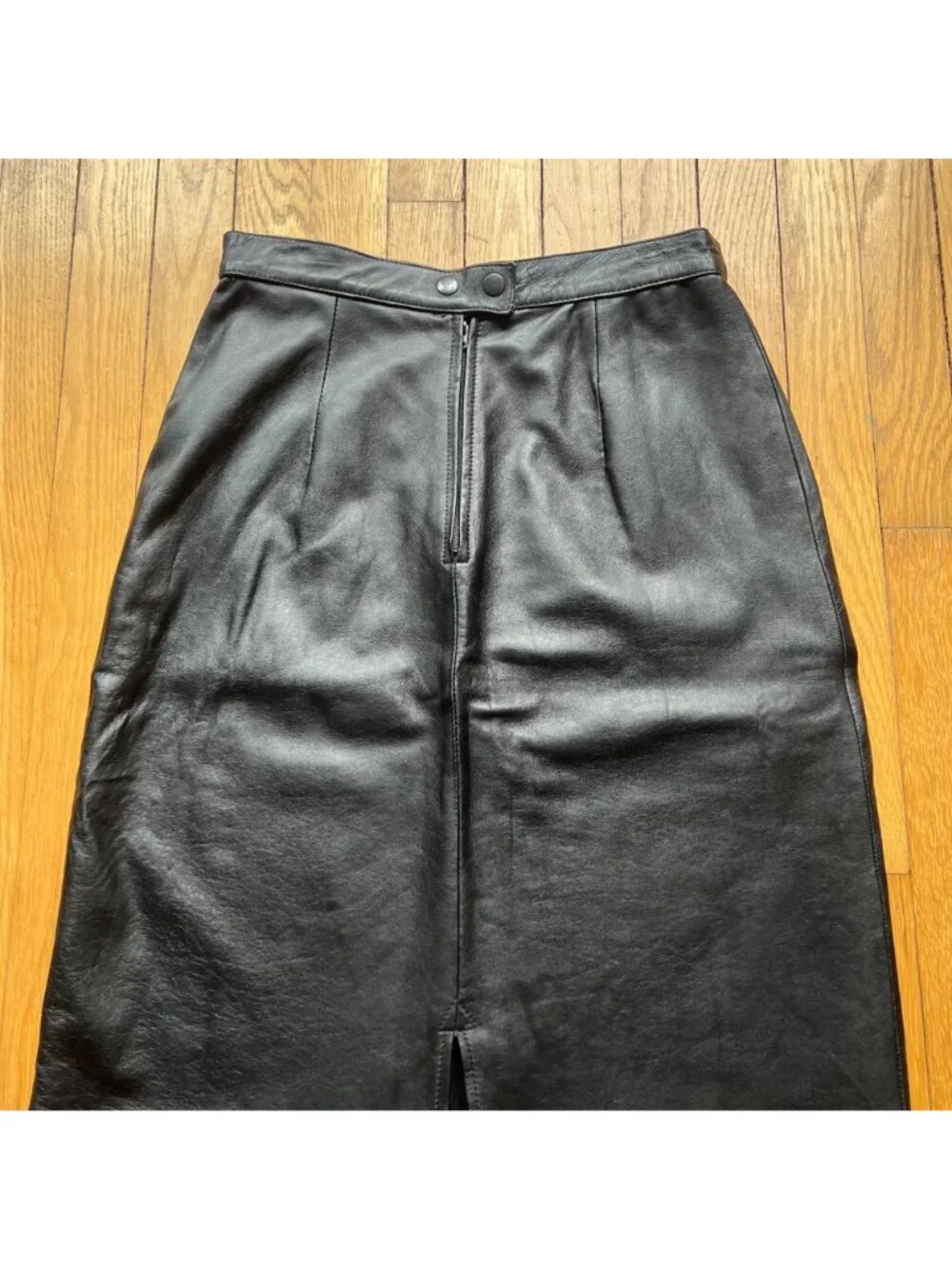 Vintage Goth 90s Erez Sport Size 12 Leather Knee Length Straight Pencil Skirt - Picture 13 of 16